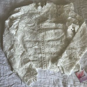 White cropped lace top